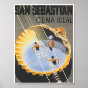 Poster San Sebastian Espanha Whimsical Viagens vintage