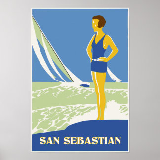 Pôster San Sebastian, viagem de arte vetorial