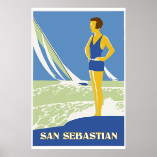 Pôster San Sebastian, viagem de arte vetorial
