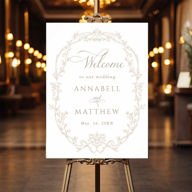 Poster Sand Ornate Floral Frame Wedding Welcome (Criador carregado)