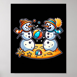 Poster Sand Snowman A Tocar A Bola De Praia No Natal De J