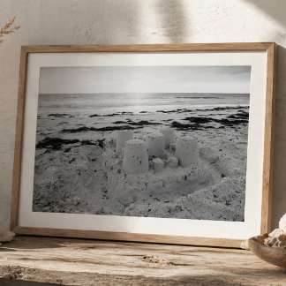 Poster Sandcastle on Beach Shoreline Coastal Seascape