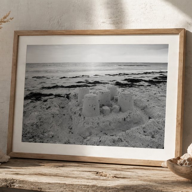 Poster Sandcastle on Beach Shoreline Coastal Seascape (Criador carregado)