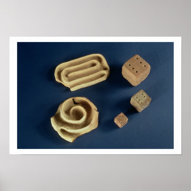 Pôster Sandstone dice e terracotta maze game, Harappa, (Frente)