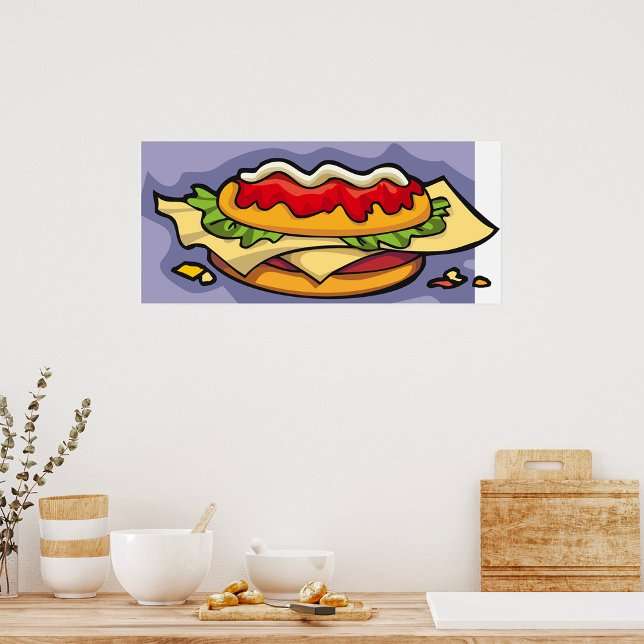 Poster Sanduíche com Alface Queijo e Molho (Criador carregado)