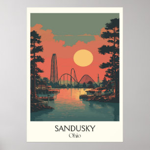 Poster Sandusky Ohio Cedar Point Sunset Lake Erie Resort