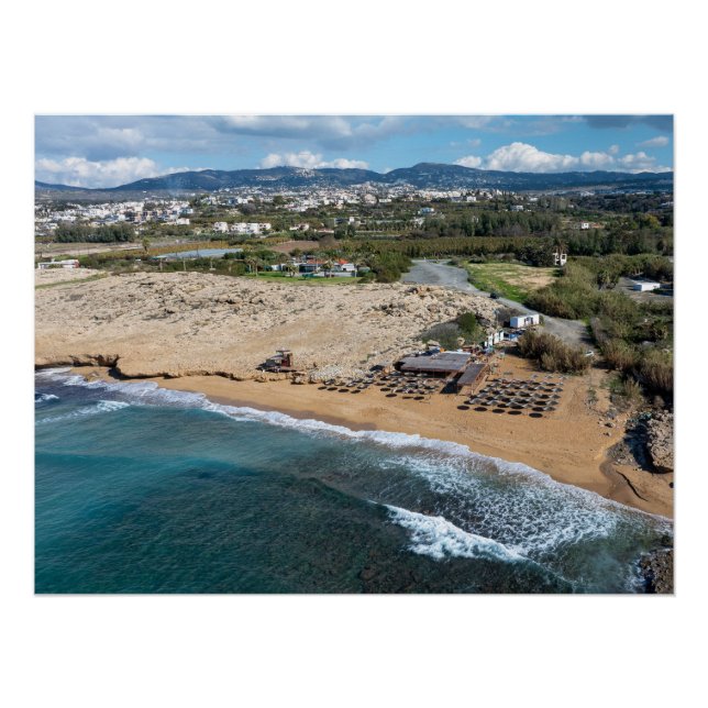 Pôster Sandy Beach Paphos, Chipre (Frente)