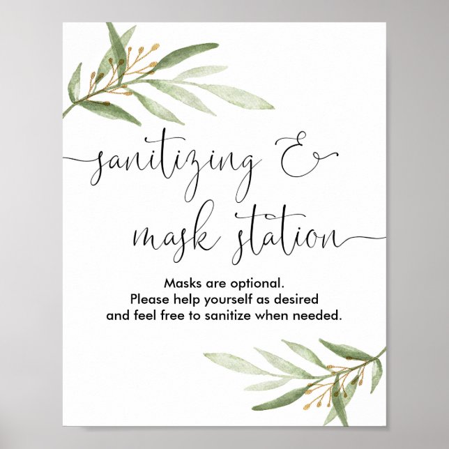 Poster Saneamento de estação de máscara verde-ouro (Frente)