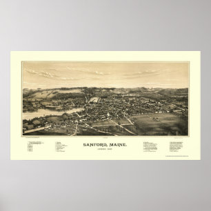 Poster Sanford, ME Panoramic Map - 1889