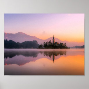 Poster Sangramento da Eslovênia ao pôr do sol