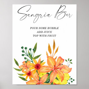 Poster Sangria de bar floral moderna em aquarela