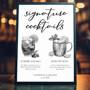Poster Sangria Moscow Mule Black White Cocktail Signature