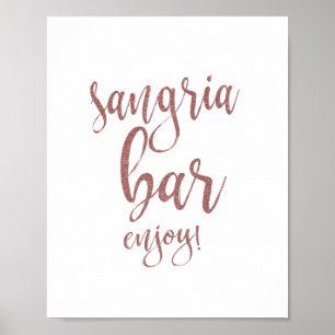 Poster Sangria Rosa Dourado Glitter 8x10 Sinal de Casamen