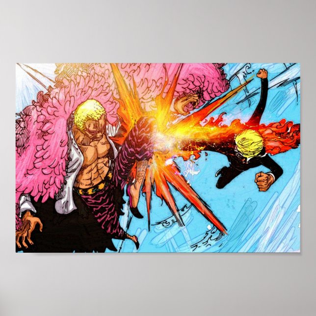Poster Sanji vs Doflamingo One Piece (Frente)