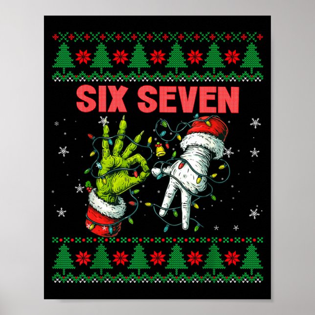 Poster Santa 67 Christmas Ugly Sweater Fingers Six Seven  (Frente)