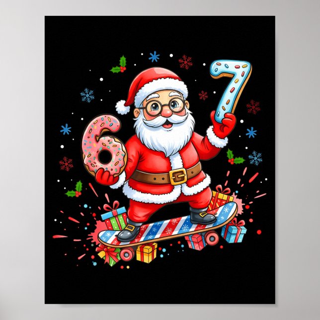 Poster Santa 67 Meme Donut Skateboard Merry Christmas Boy (Frente)