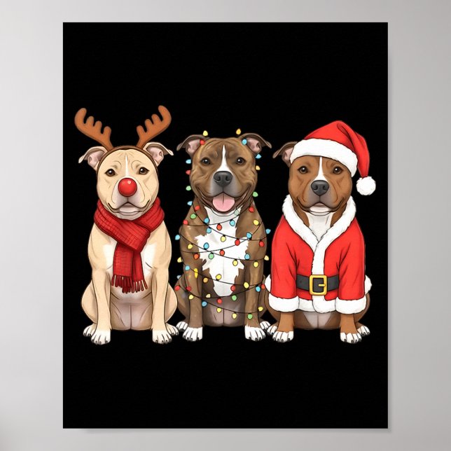 Poster Santa American Tbull Terrier Christmas Ttie Dog Mo (Frente)
