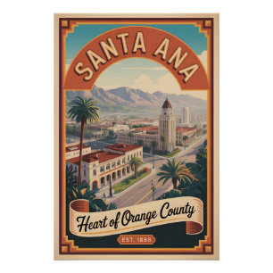 Pôster Santa Ana Califórnia Vintage Viagem Retro