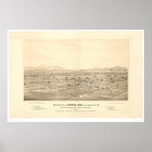 Poster Santa Ana, mapa panorâmico do CA (1579C)