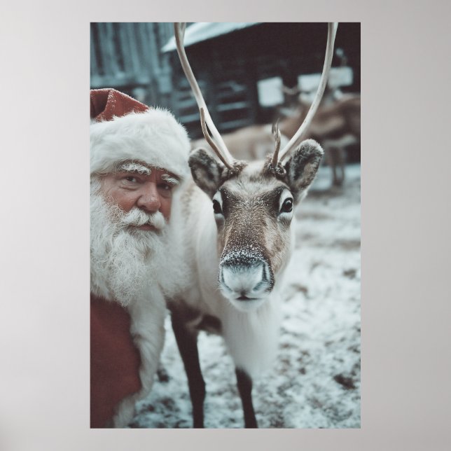 Poster Santa and Reindeer Winter Magic (Frente)