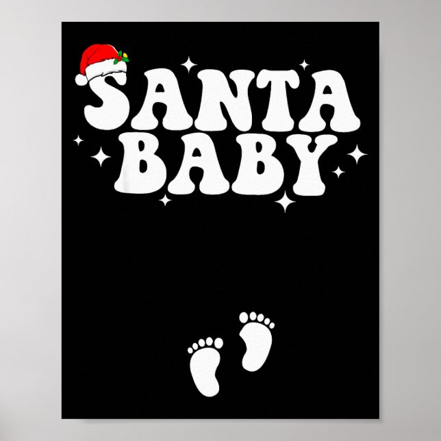 Poster Santa Baby Christmas Pregnancy Announcement Pregna (Frente)