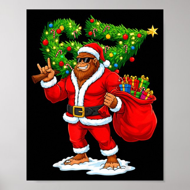 Poster Santa Bigfoot 67 Meme Funny Six Seven Christmas Ho (Frente)