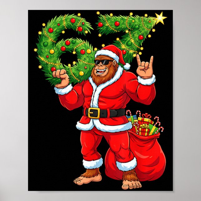 Poster Santa Bigfoot 67 Meme Six Seven 6 7 Funny Bigfoot  (Frente)