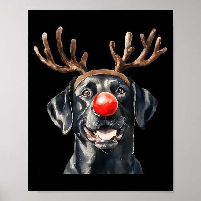 Poster Santa Black Labrador Christmas Black Labrador Dog  (Frente)