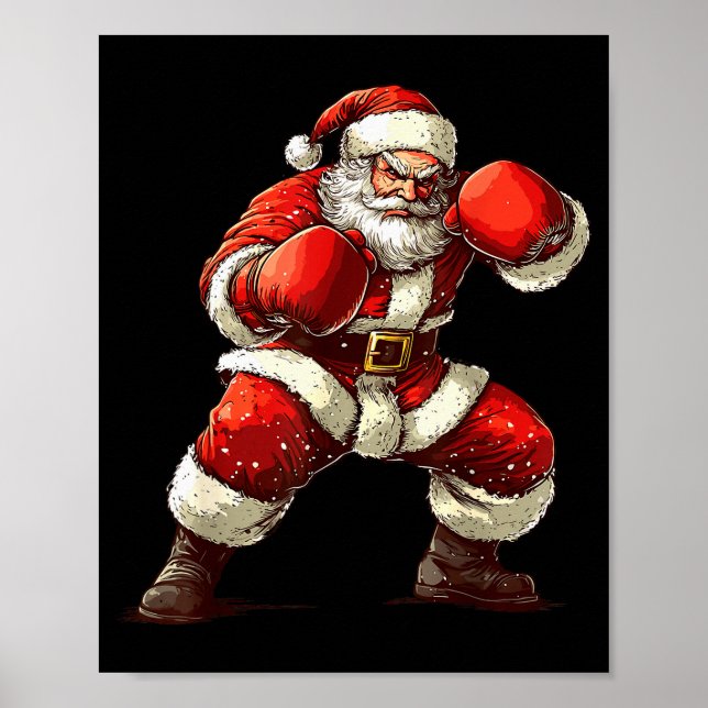 Poster Santa Boxing Xmas Mma Muay Thai Lover Boxer Christ (Frente)