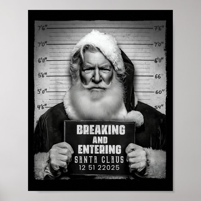 Poster Santa Breaking Entering Mugshot Funny Christmas Ho (Frente)