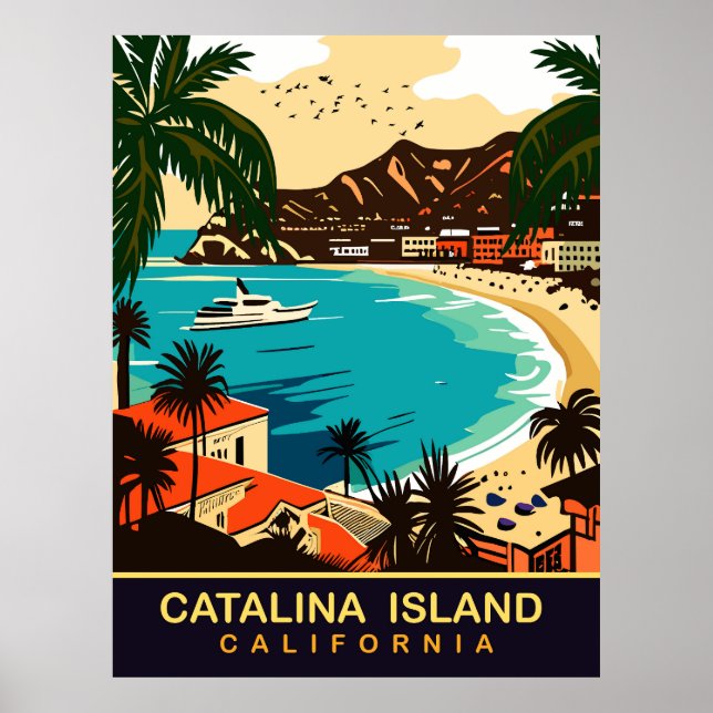 Poster Santa Catalina, Praia, CA, Viagem (Frente)
