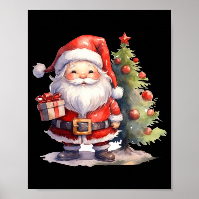 Poster Santa Claus And Christmas Tree  (Frente)