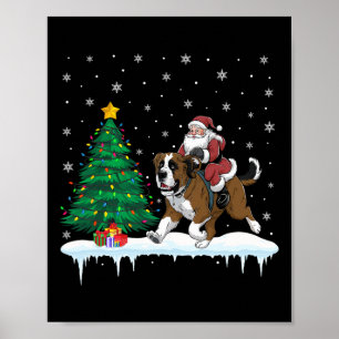 Poster Santa Claus Andando Bernard Dog Boys Garotas Crian