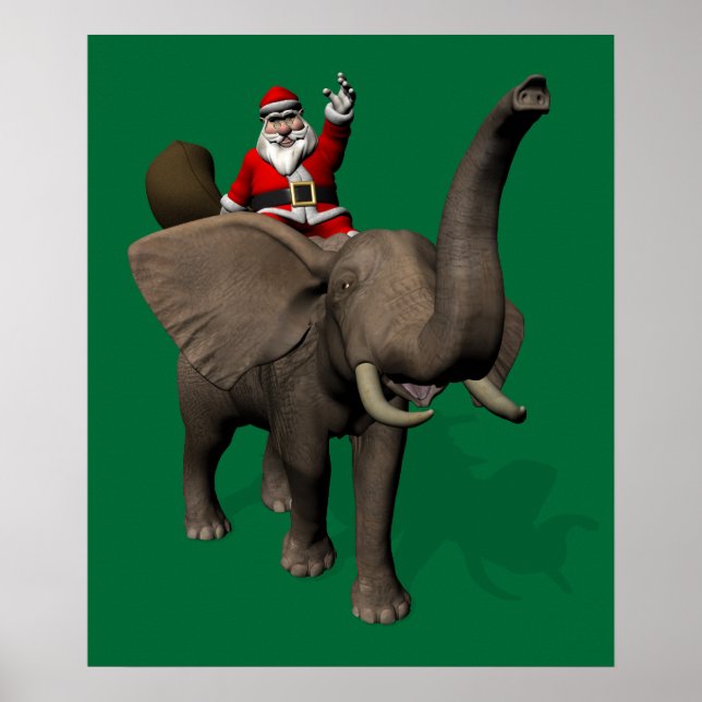 Poster Santa Claus Andando Em Elefante (Frente)