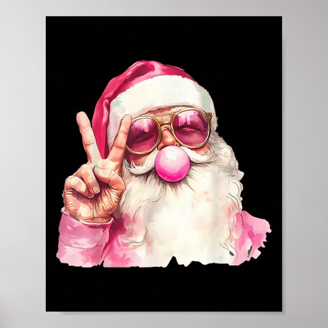 Poster Santa Claus Blowing Bubble Gum Nk Sungles Christma (Frente)