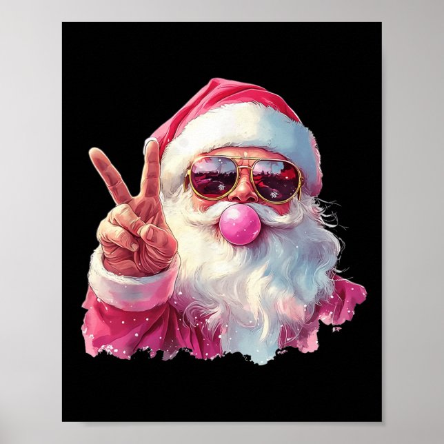 Poster Santa Claus Blowing Bubble Gum Nk Sungles Christma (Frente)
