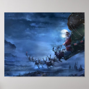 Poster Santa Claus cavalga o dorso