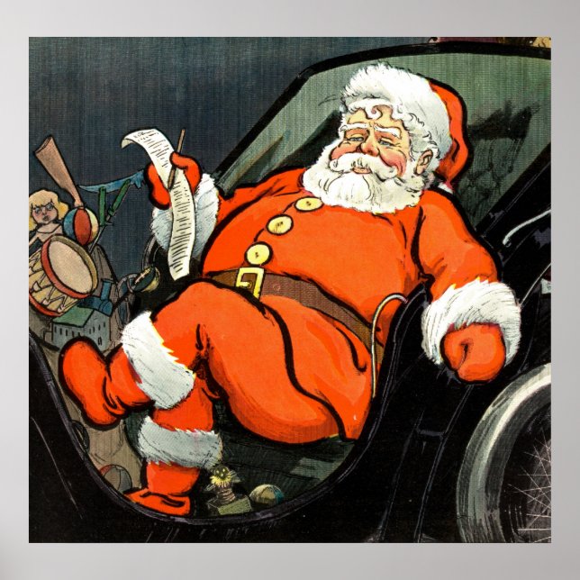 Pôster Santa Claus Checking His List 1904 (Frente)