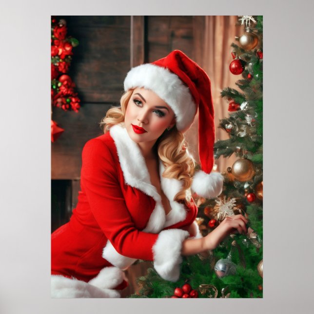 Poster Santa Claus Christmas Pinup Lady (Frente)