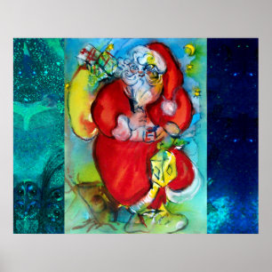 POSTER SANTA CLAUS COM TERRA NA NOITE DO NATAL