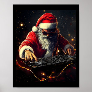 Poster Santa Claus Dj Hip Hop Música Natal Vibes Engraçad
