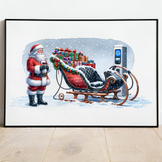 Poster Santa Claus Electric Sleigh EV