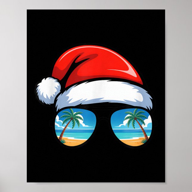 Poster Santa Claus Hat Sungles Beach Christmas In July Su (Frente)