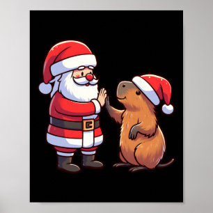 Poster Santa Claus High-fiving Capybara Christmas Toddler