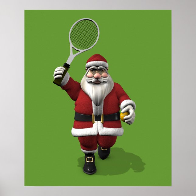 Poster Santa Claus Jogando Tênis (Frente)