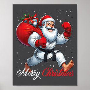 Poster Santa Claus Karate Player Feliz Natal Snow Xma