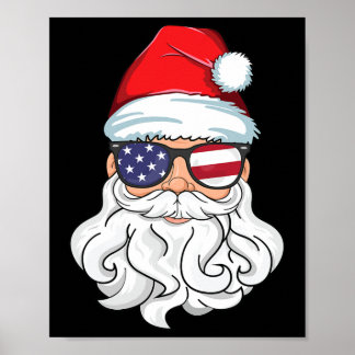 Poster Santa Claus Patriótico Usa Pulga Crianças Natal I