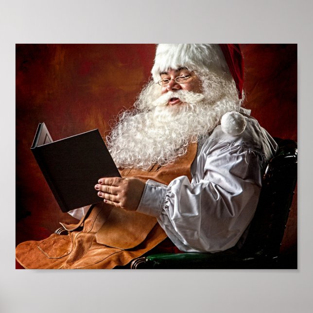 Poster Santa Claus reads book (Frente)