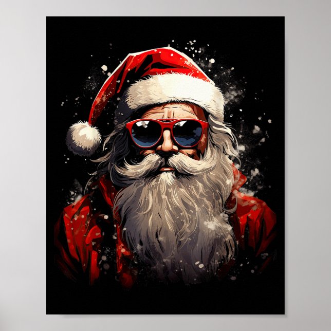 Poster Santa Claus Silhouette Christmas Sungles Caricatur (Frente)