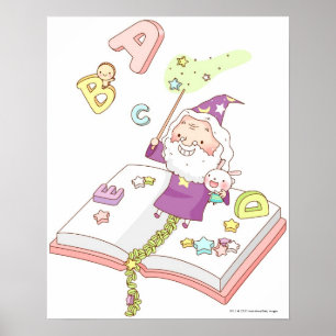 Poster Santa Claus sitting on book
